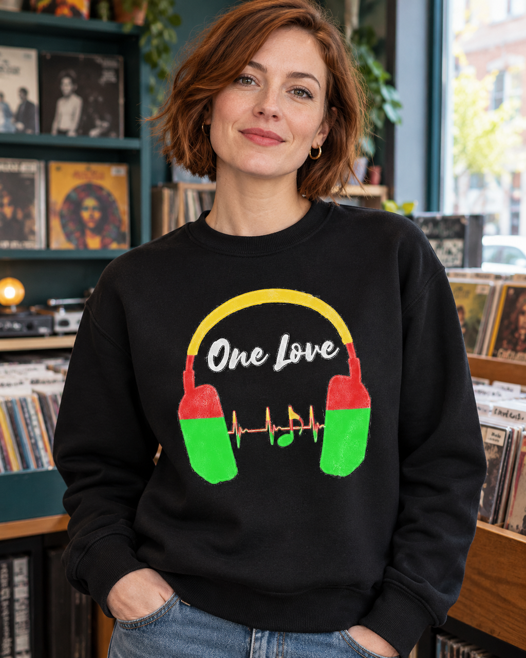 One Love Headphones Graphic Organic Sweatshirt