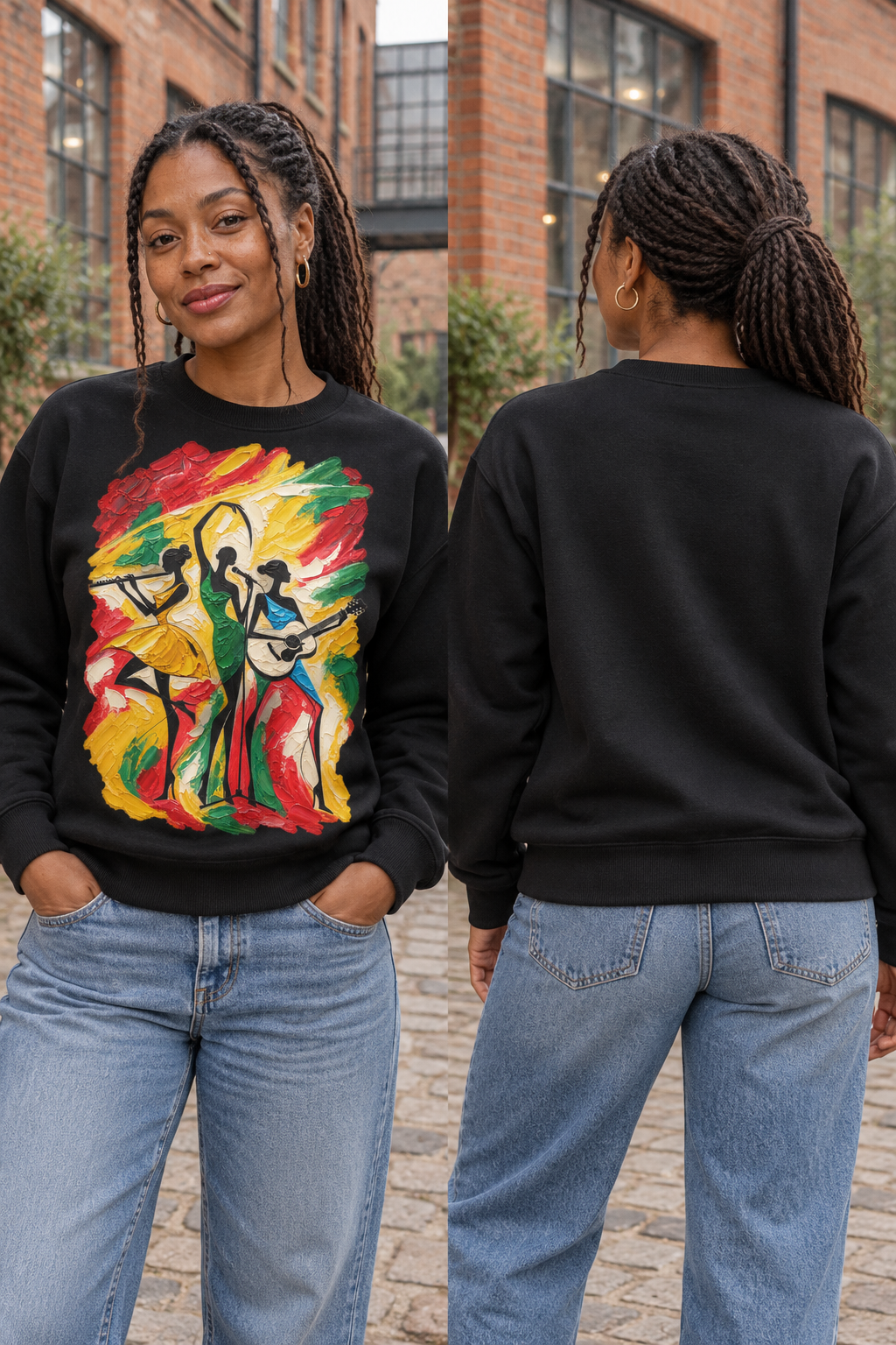 Musical Trio Impasto Oil Painting Graphic Organic Sweatshirt