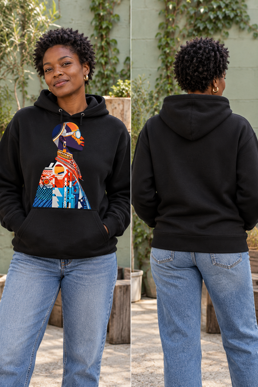 Afrofuturism Fashion Portrait Graphic Hoodie