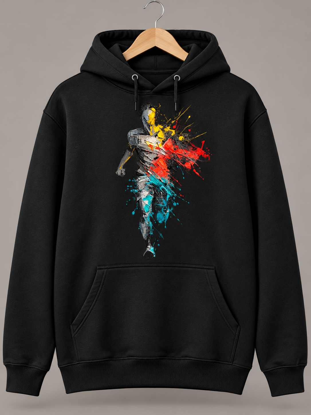 Abstract Running Athlete Paint Splash Graphic Hoodie