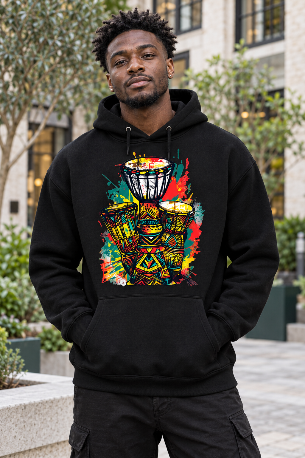 Tribal Drums Graphic Hoodie