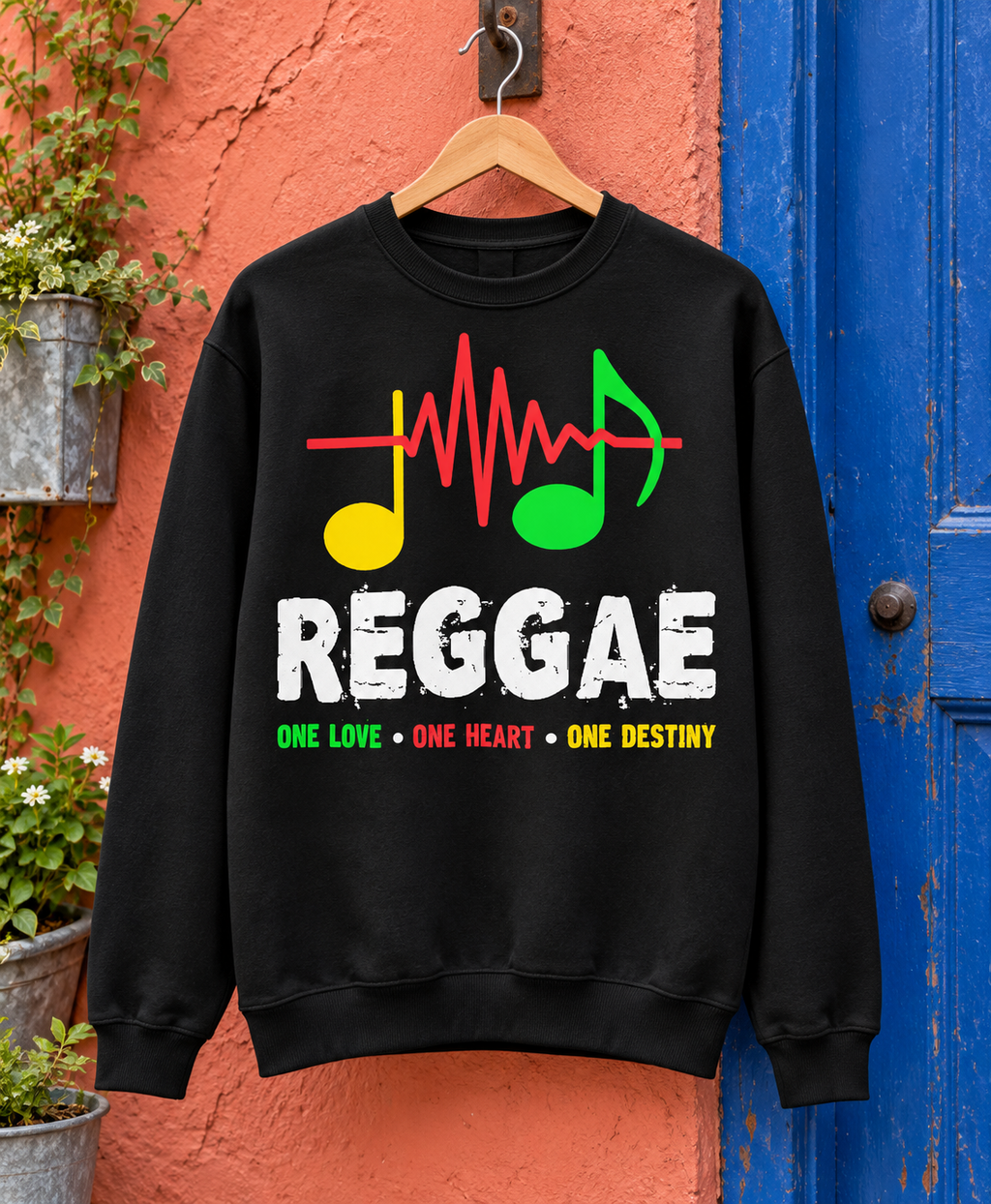Reggae Rhythm Soundwave Graphic Organic Sweatshirt