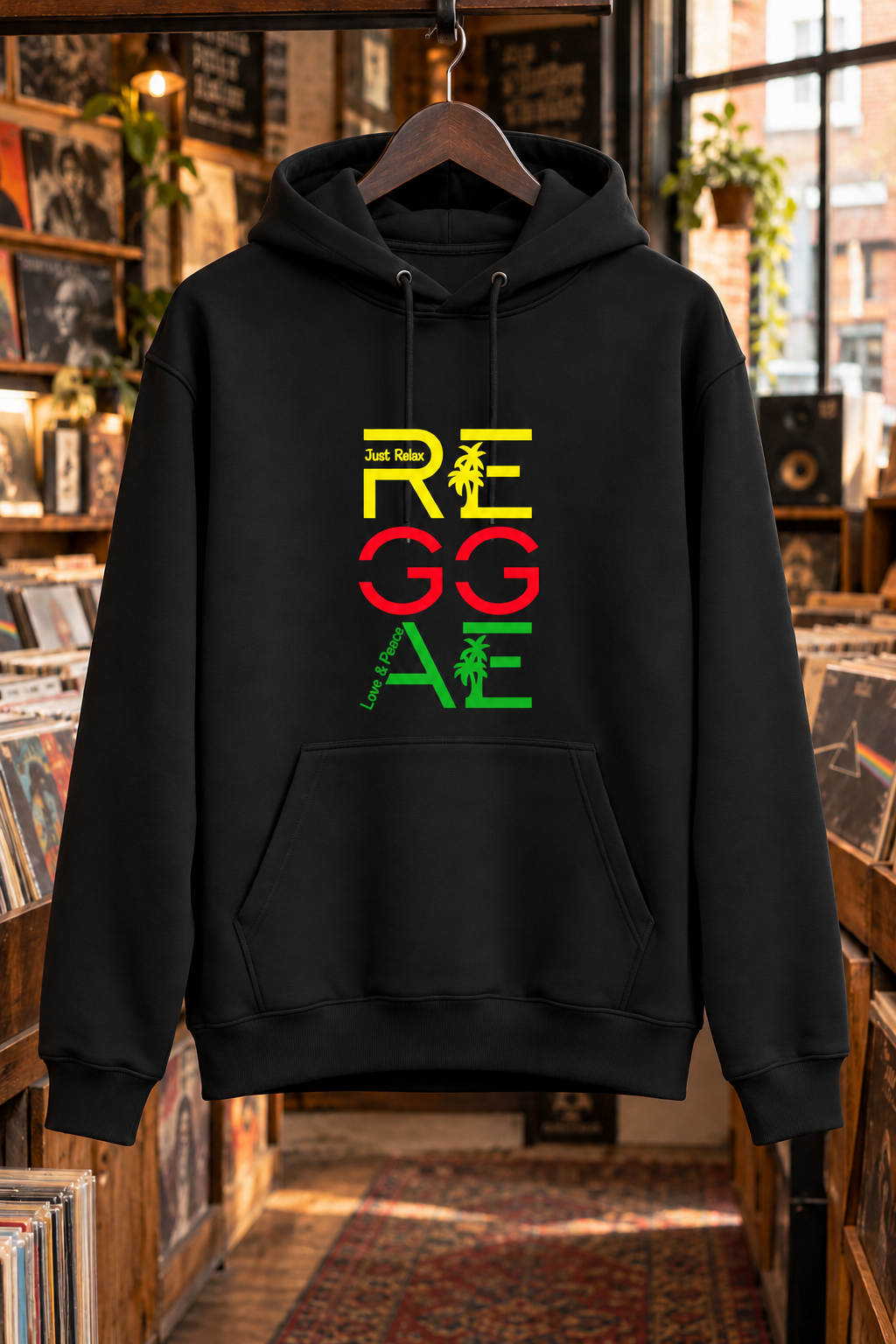 Reggae Love & Peace Palm Tree Graphic Hoodie