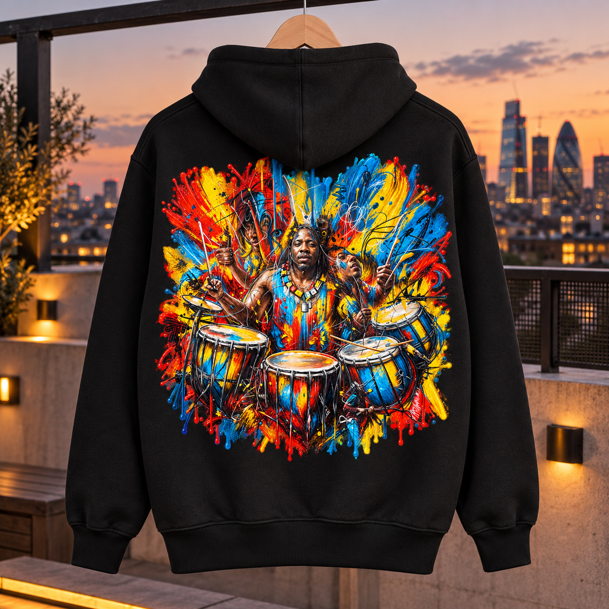 Drummer Splash Art Graphic Hoodie