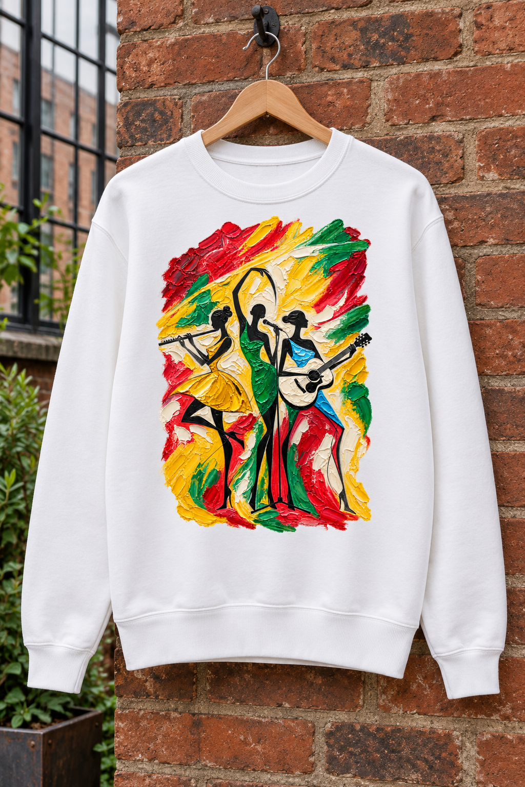 Musical Trio Impasto Oil Painting Graphic Organic Sweatshirt