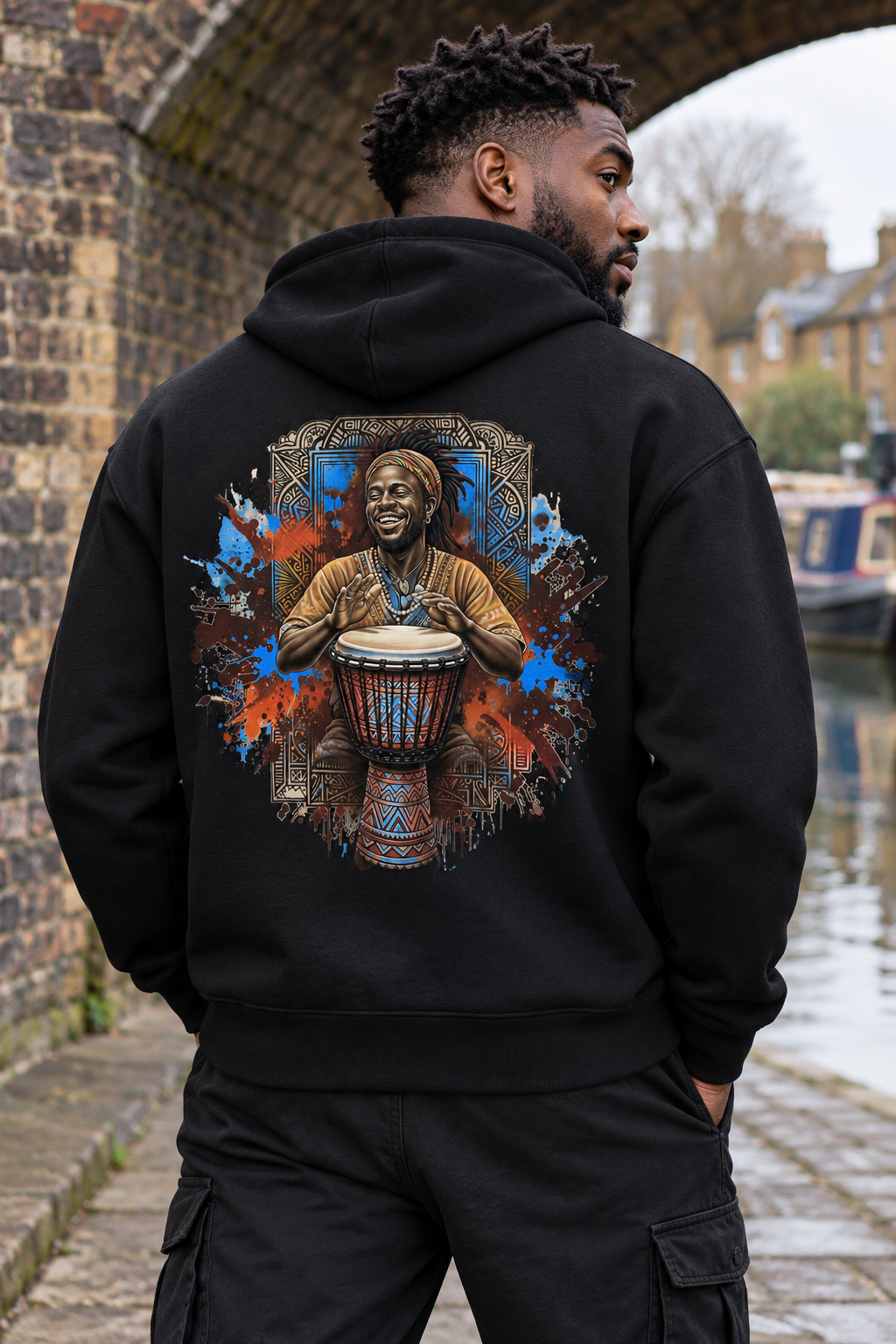 Joyful Djembe Drummer Graphic Hoodie