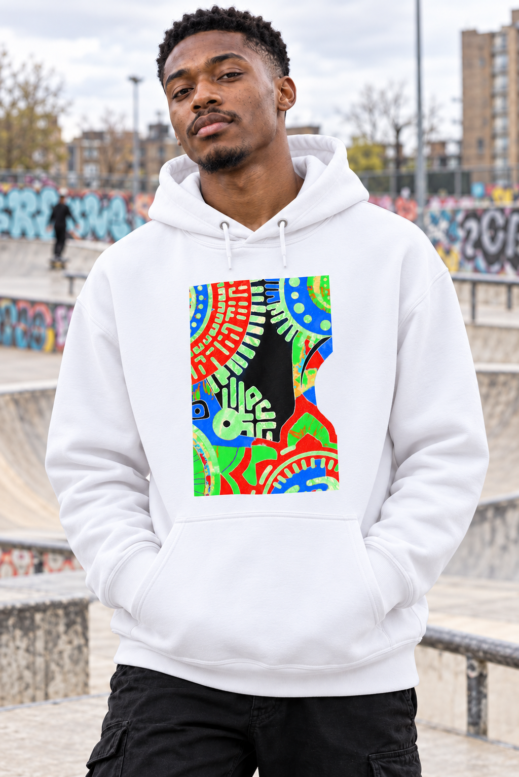 Abstract Tribal Neon Graphic Hoodie