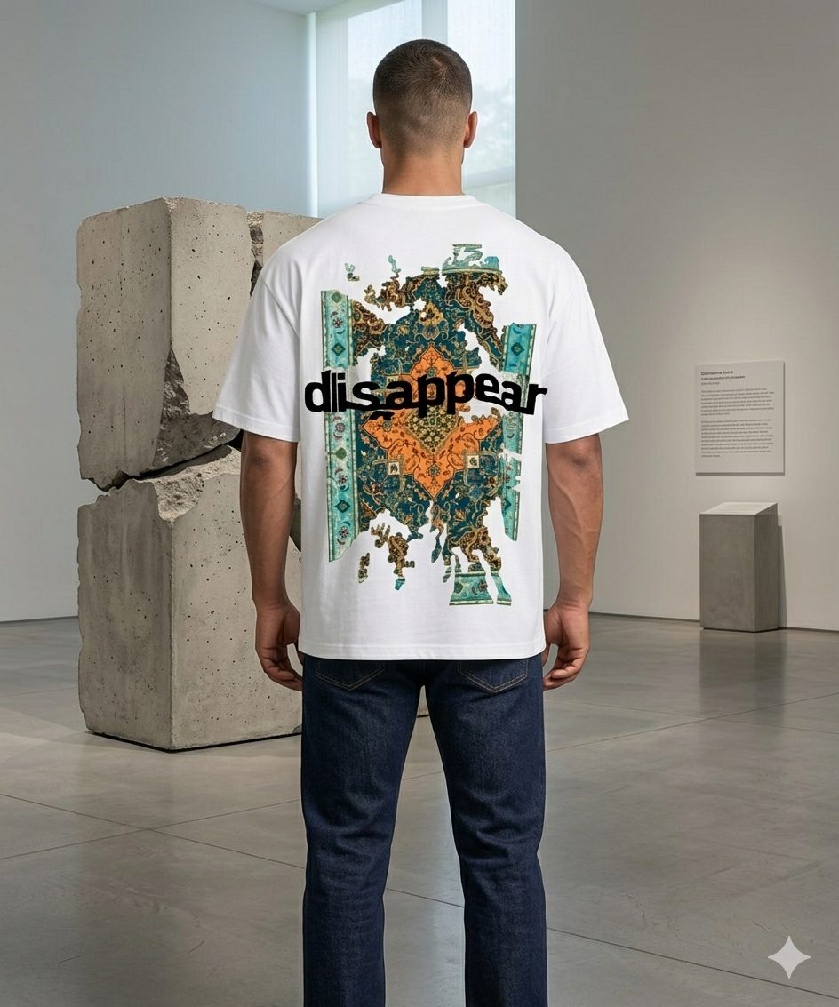 "Disappear" Distressed Rug Graphic Oversized Tee