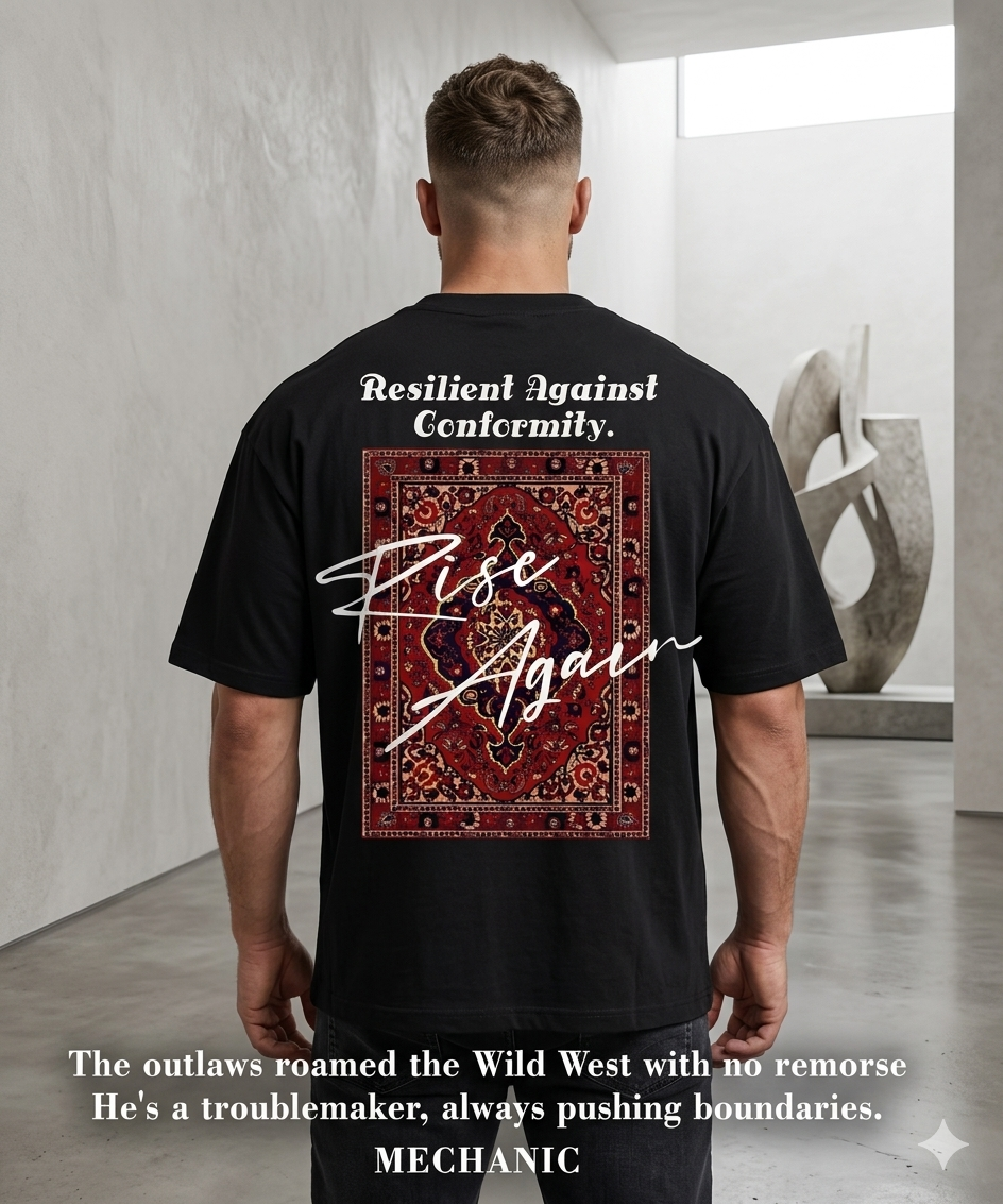 Punk Heritage Rug Print T-Shirt – Black & White Overlay Main image