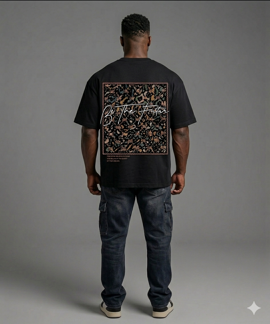 Be The Future" Leopard Print Box Graphic Tee