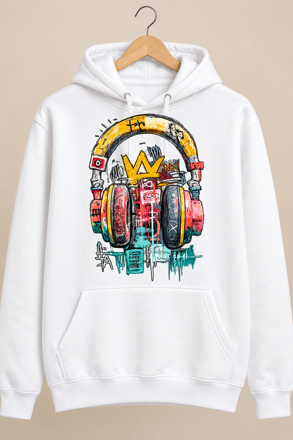 Graffiti Headphones & Crown Street Art Graphic Hoodie