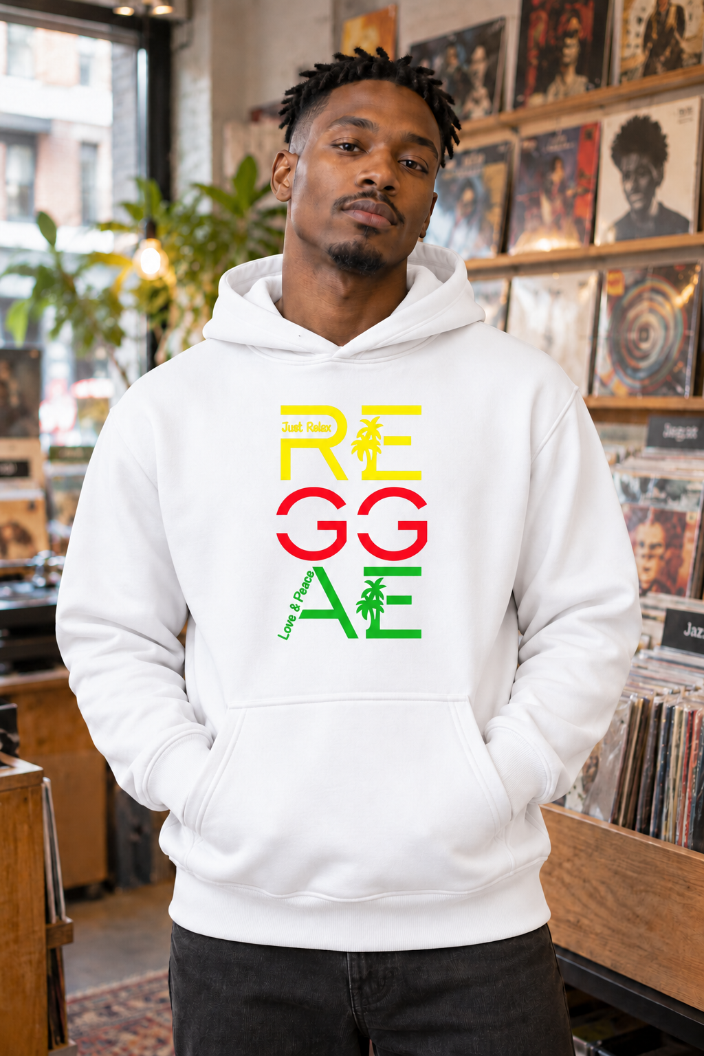 Reggae Love & Peace Palm Tree Graphic Hoodie