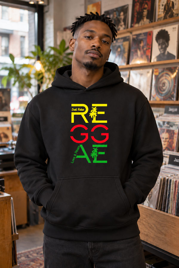 Reggae Love & Peace Palm Tree Graphic Hoodie