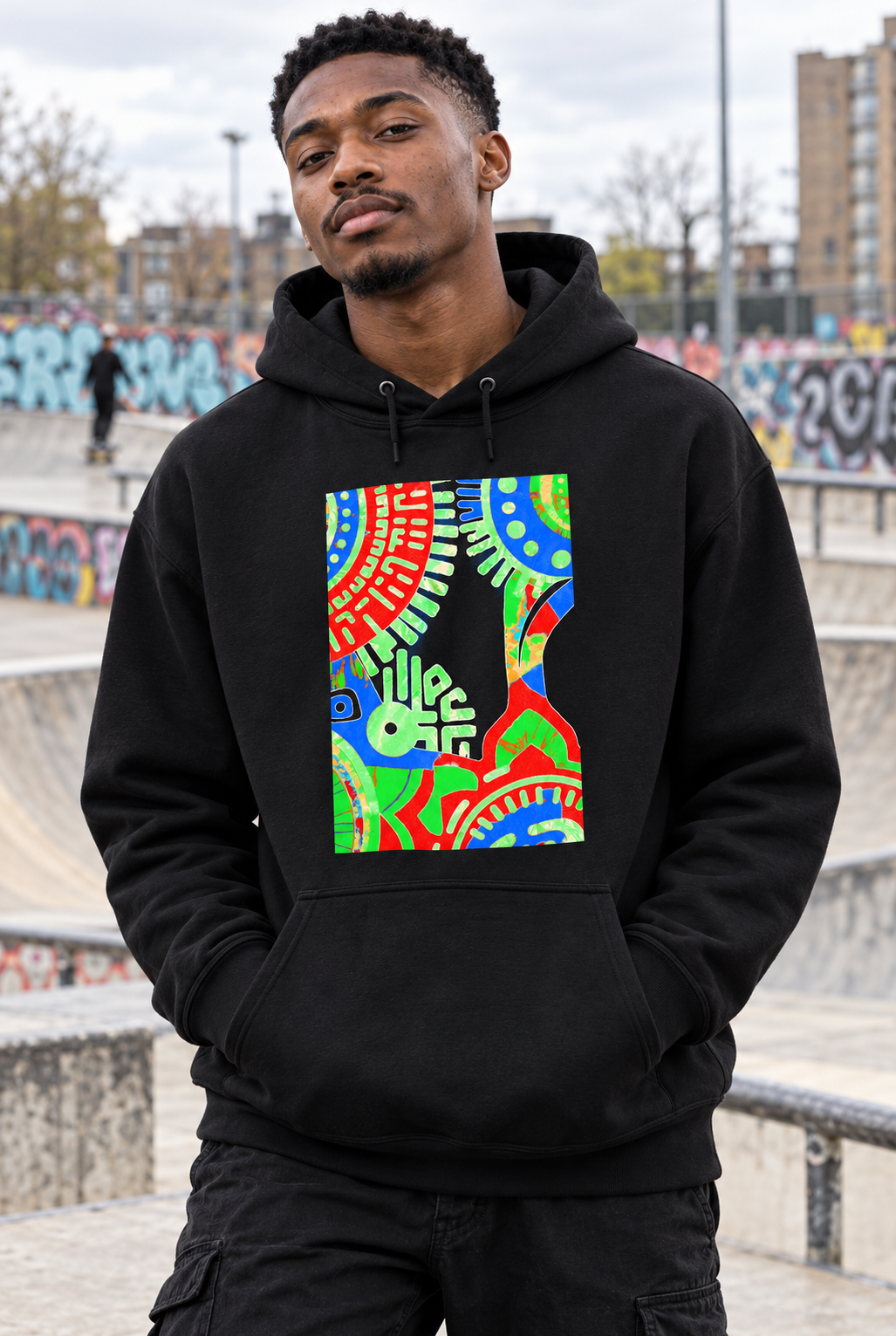 Abstract Tribal Neon Graphic Hoodie