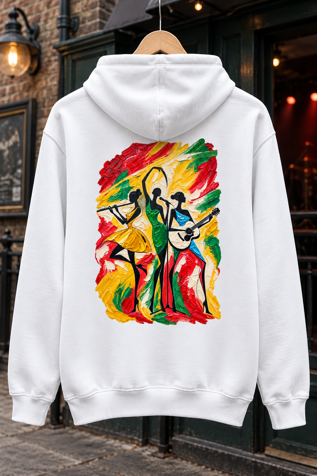 Musical Trio Impasto Oil Painting Graphic Hoodie