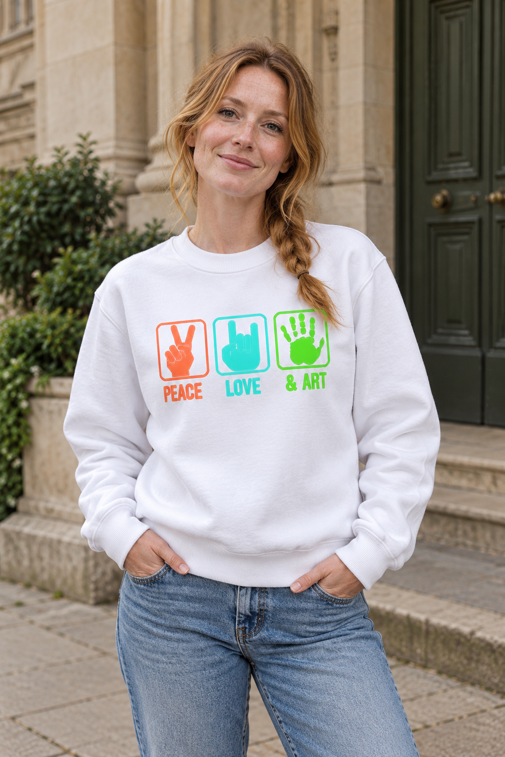Peace Love & Art Graphic Organic Sweatshirt