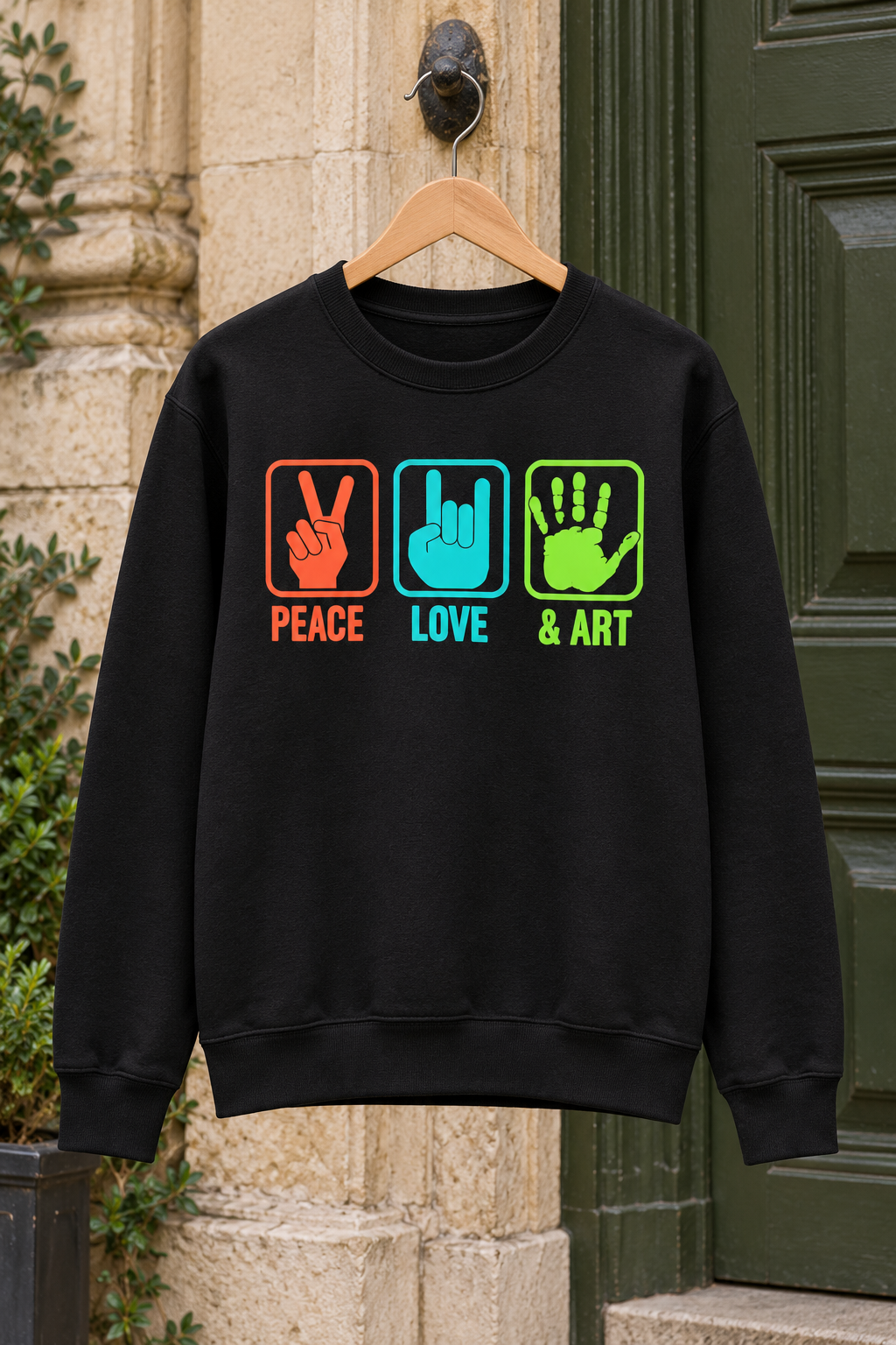 Peace Love & Art Graphic Organic Sweatshirt