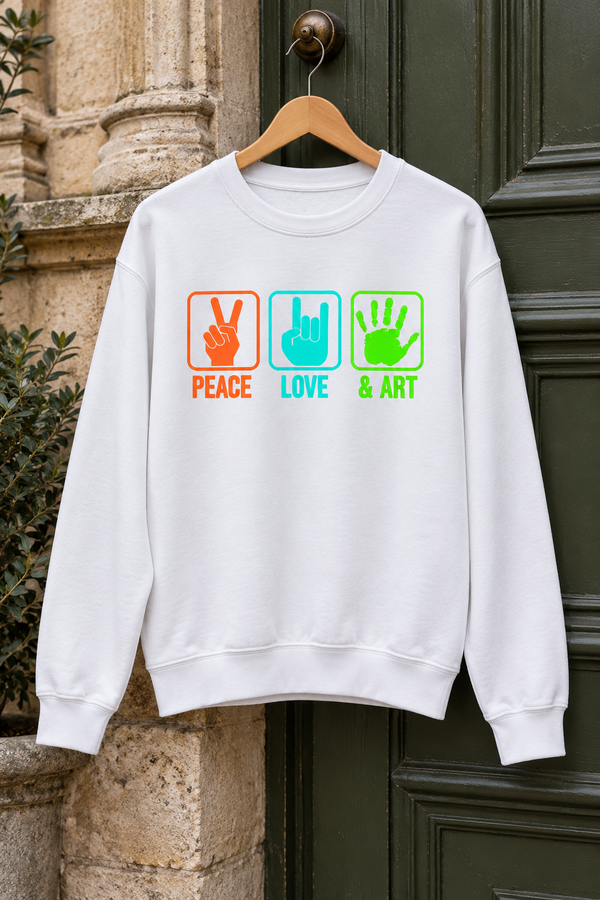 Peace Love & Art Graphic Organic Sweatshirt
