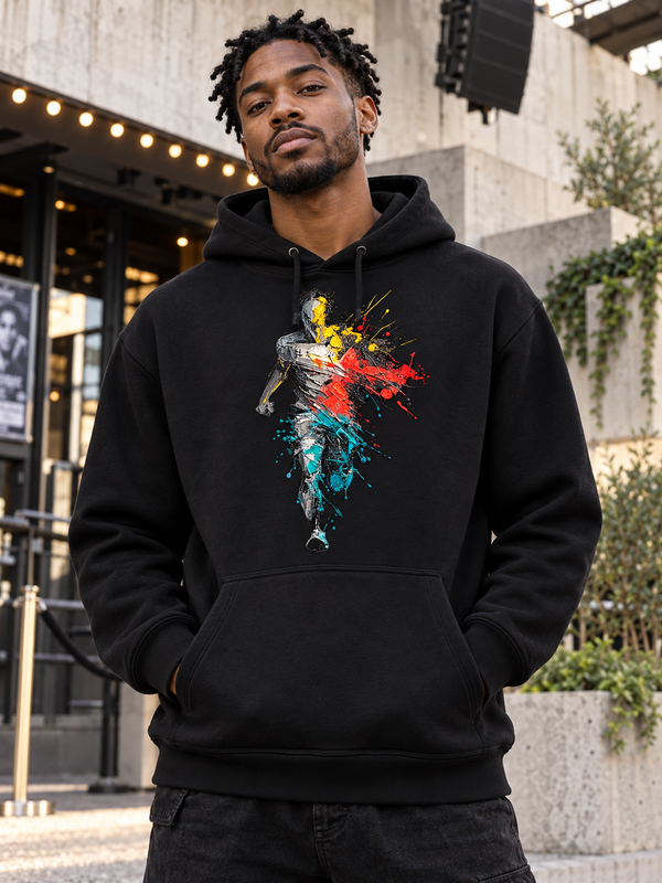 Abstract Running Athlete Paint Splash Graphic Hoodie