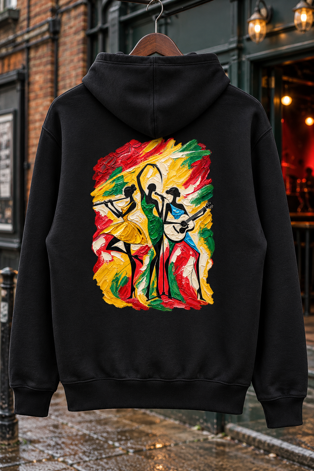 Musical Trio Impasto Oil Painting Graphic Hoodie