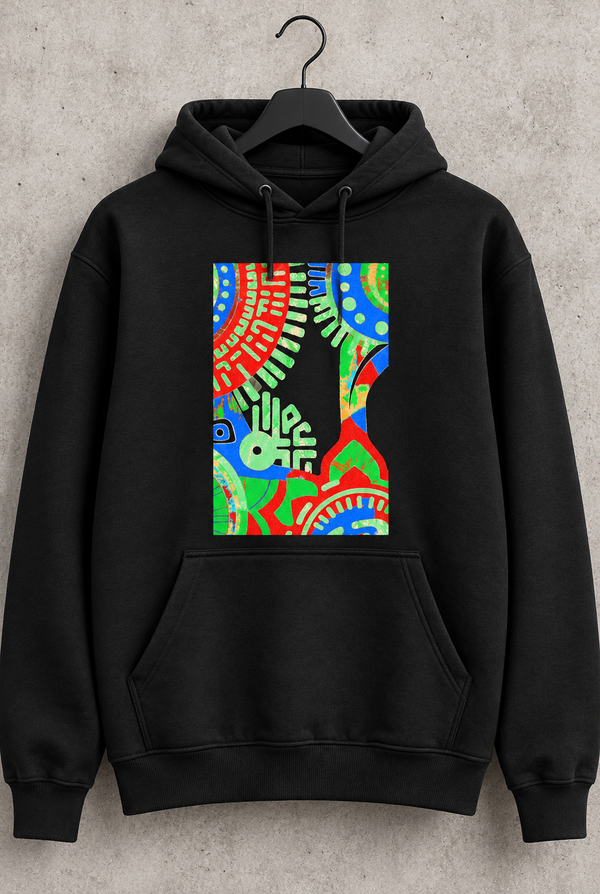 Abstract Tribal Neon Graphic Hoodie