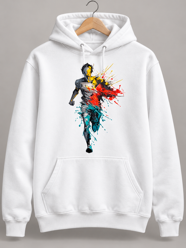 Abstract Running Athlete Paint Splash Graphic Hoodie