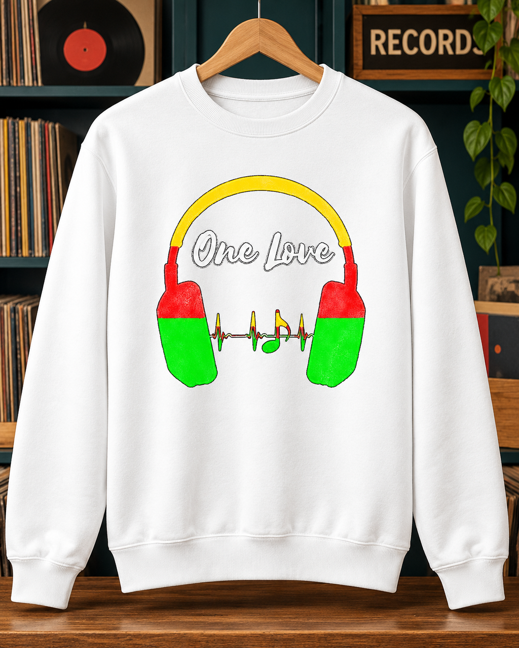 One Love Headphones Graphic Organic Sweatshirt