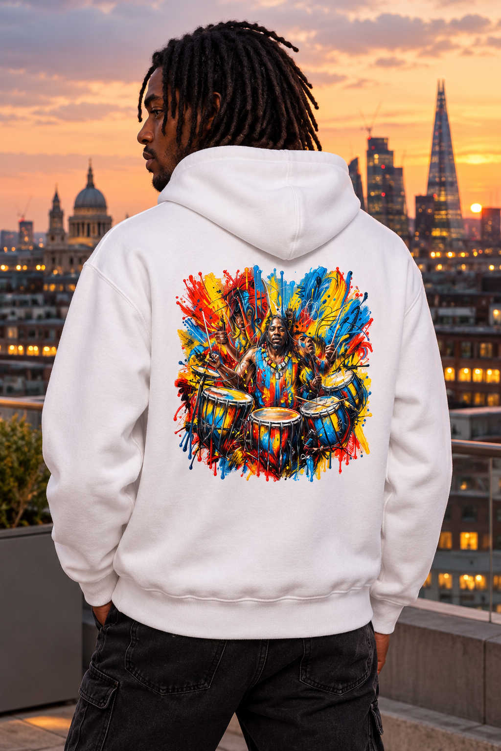 Drummer Splash Art Graphic Hoodie