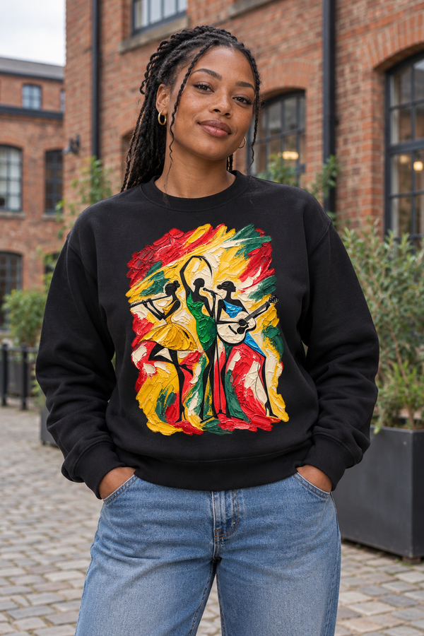 Musical Trio Impasto Oil Painting Graphic Organic Sweatshirt