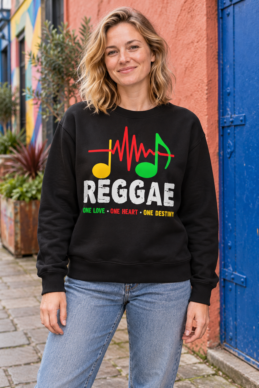 Reggae Rhythm Soundwave Graphic Organic Sweatshirt