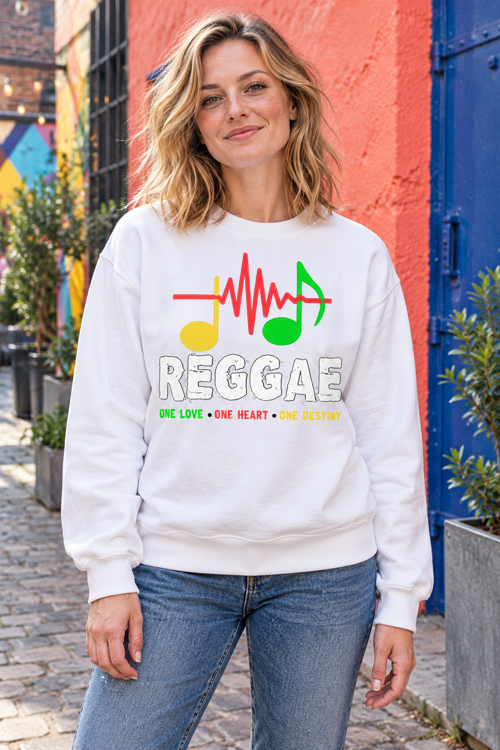 Reggae Rhythm Soundwave Graphic Organic Sweatshirt