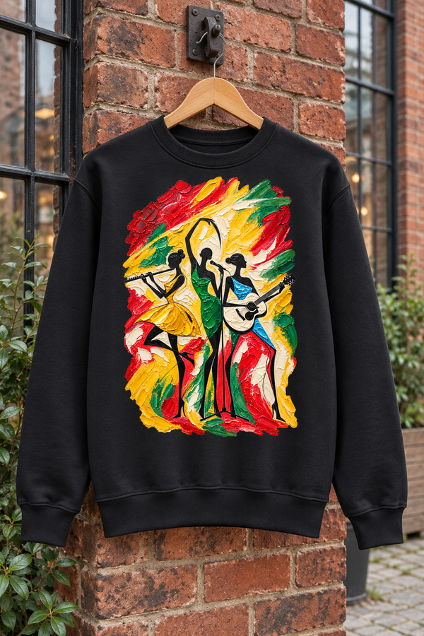 Musical Trio Impasto Oil Painting Graphic Organic Sweatshirt