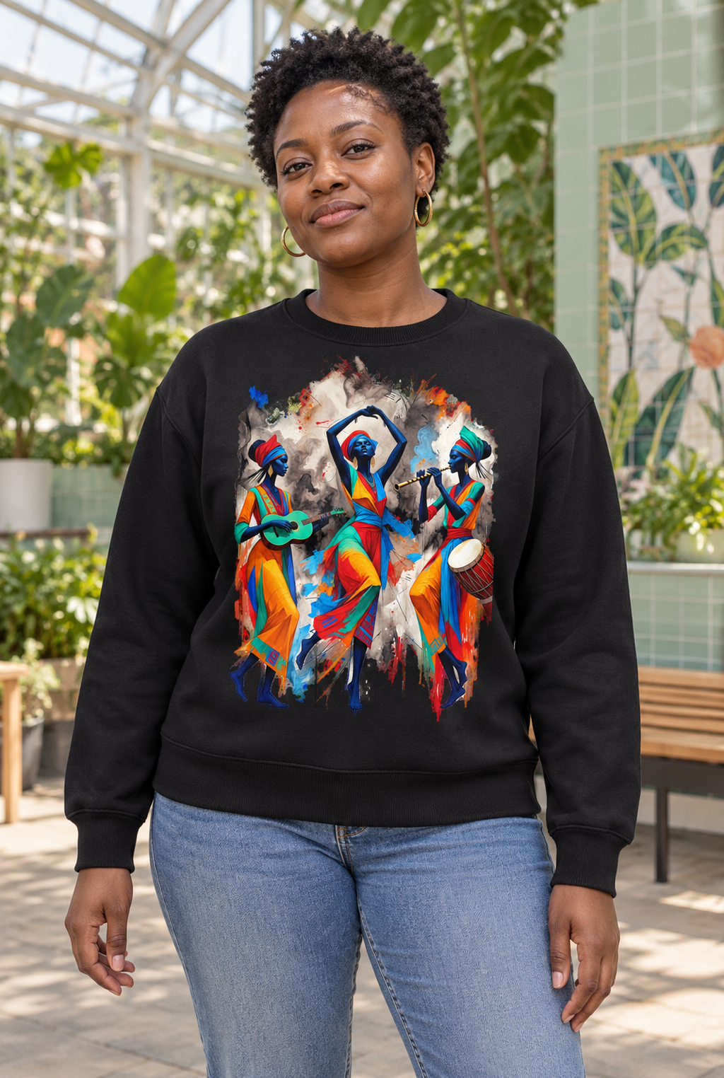 Cultural Musicians & Dancer Graphic Organic Sweatshirt