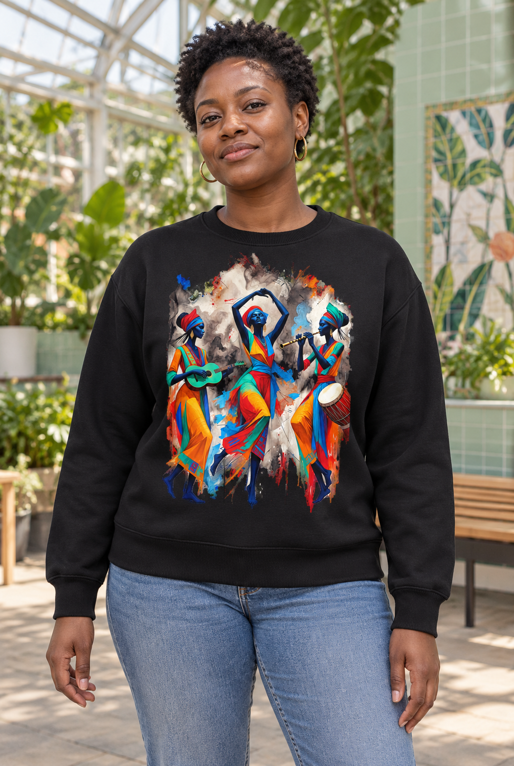 Cultural Musicians & Dancer Graphic Organic Sweatshirt