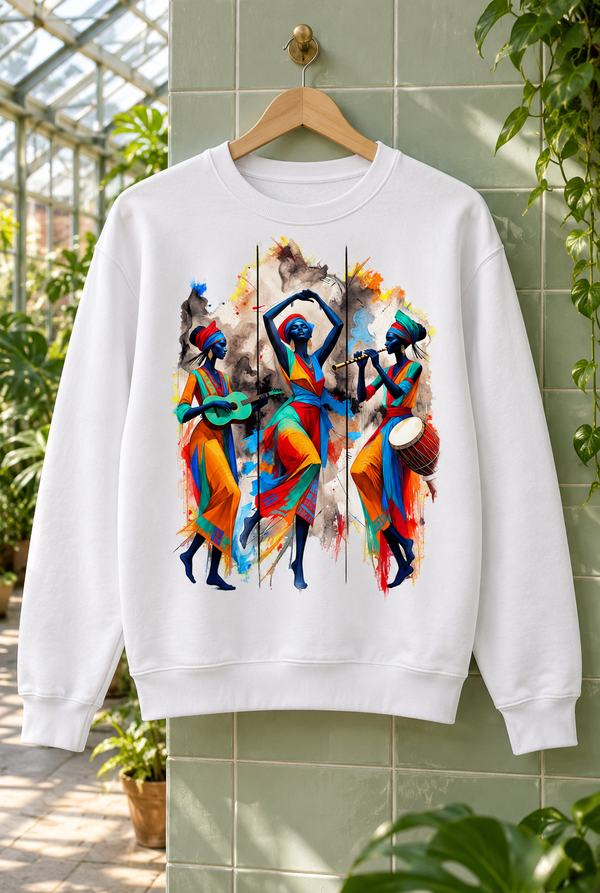 Cultural Musicians & Dancer Graphic Organic Sweatshirt