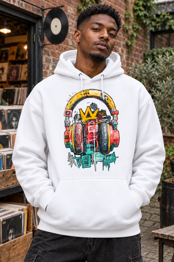 Graffiti Headphones & Crown Street Art Graphic Hoodie