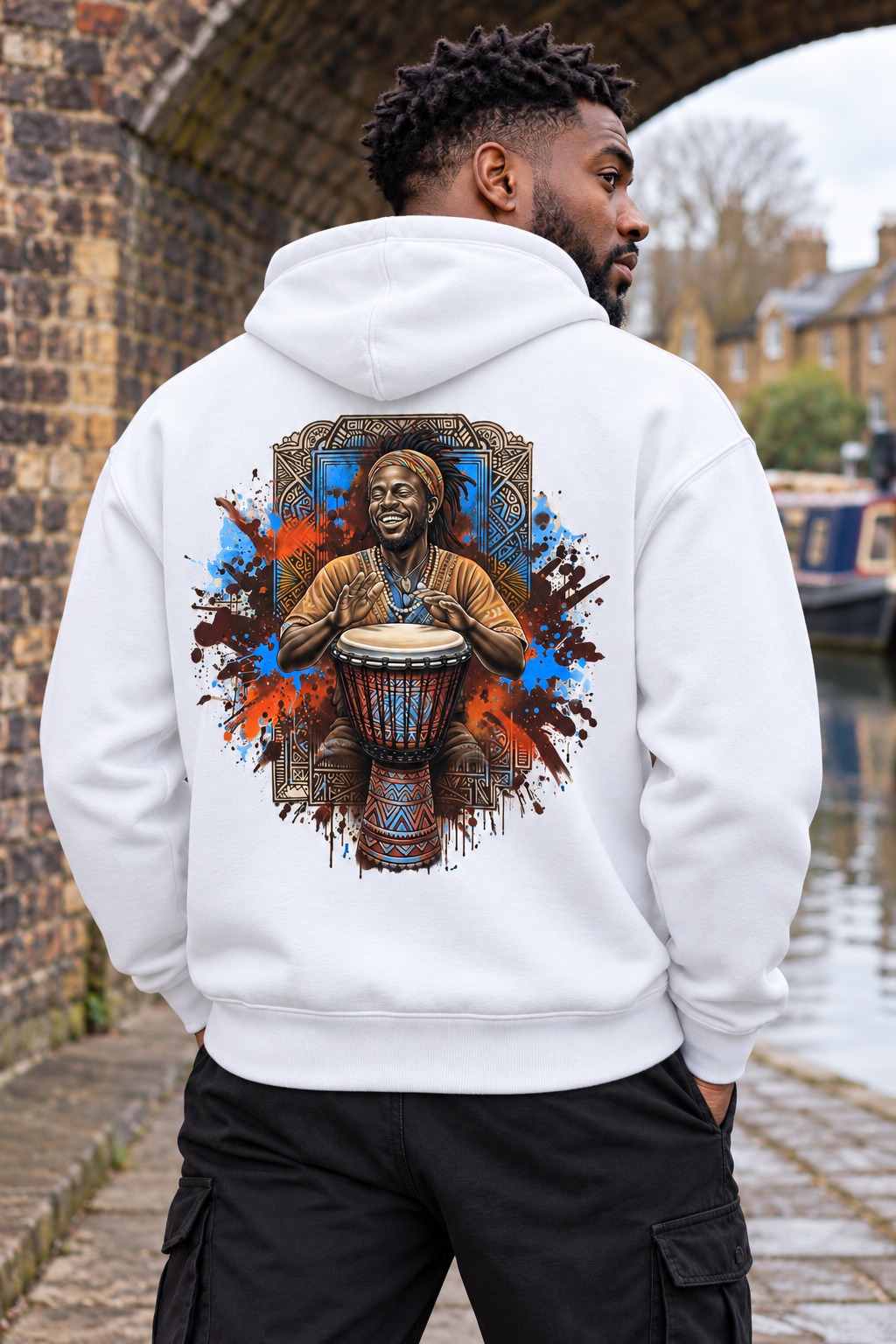 Joyful Djembe Drummer Graphic Hoodie