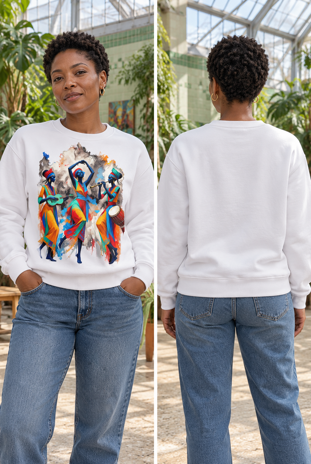 Cultural Musicians & Dancer Graphic Organic Sweatshirt