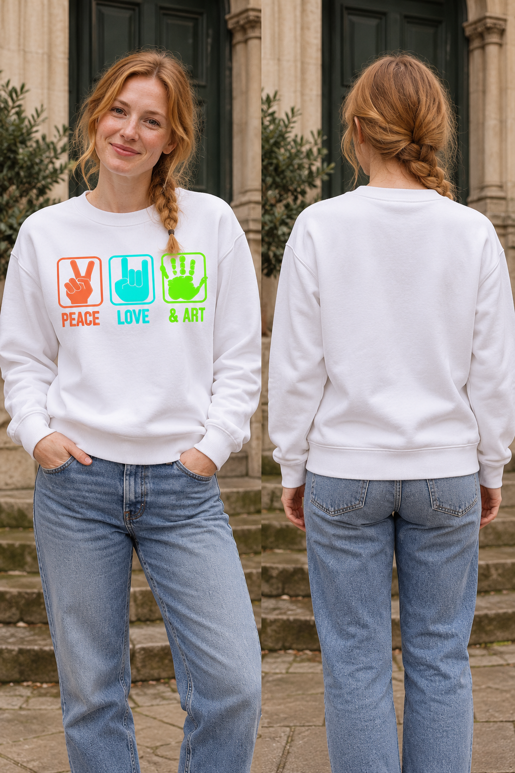 Peace Love & Art Graphic Organic Sweatshirt
