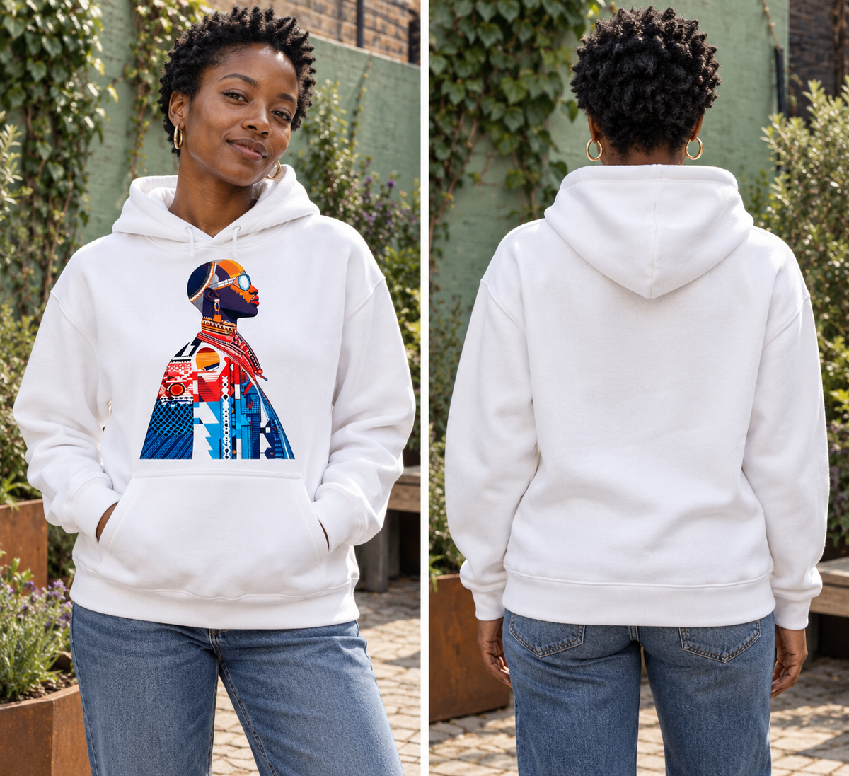 Afrofuturism Fashion Portrait Graphic Hoodie