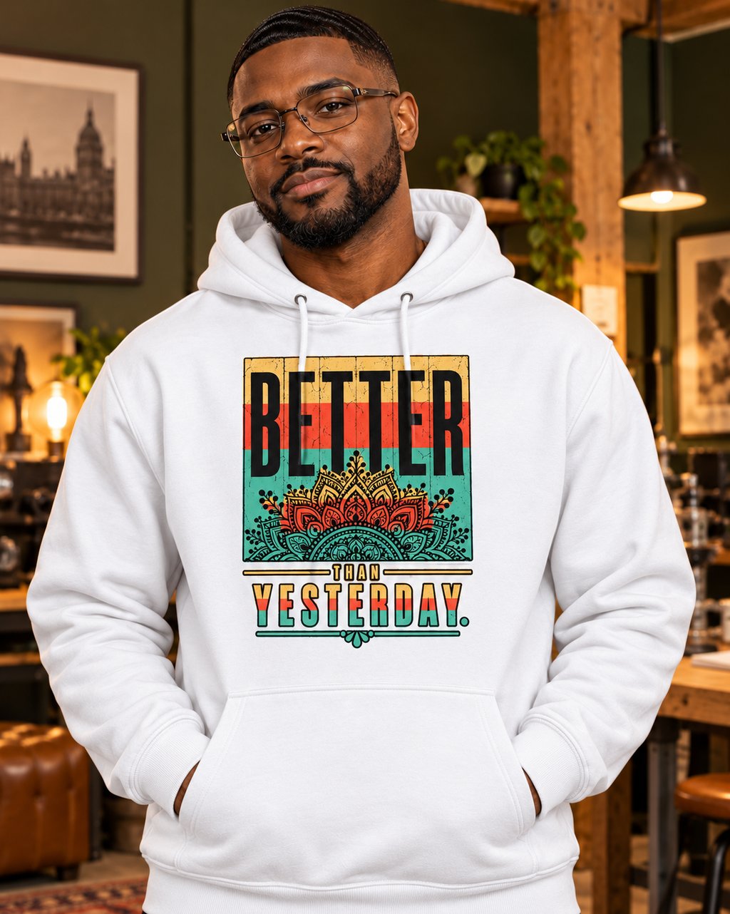 Better Than Yesterday Vintage Mandala Graphic Hoodie