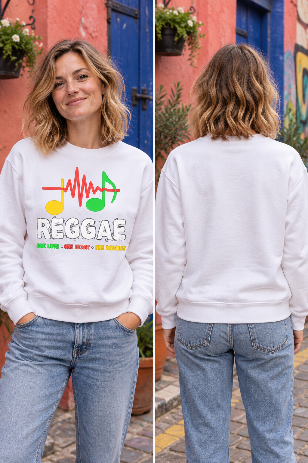 Reggae Rhythm Soundwave Graphic Organic Sweatshirt
