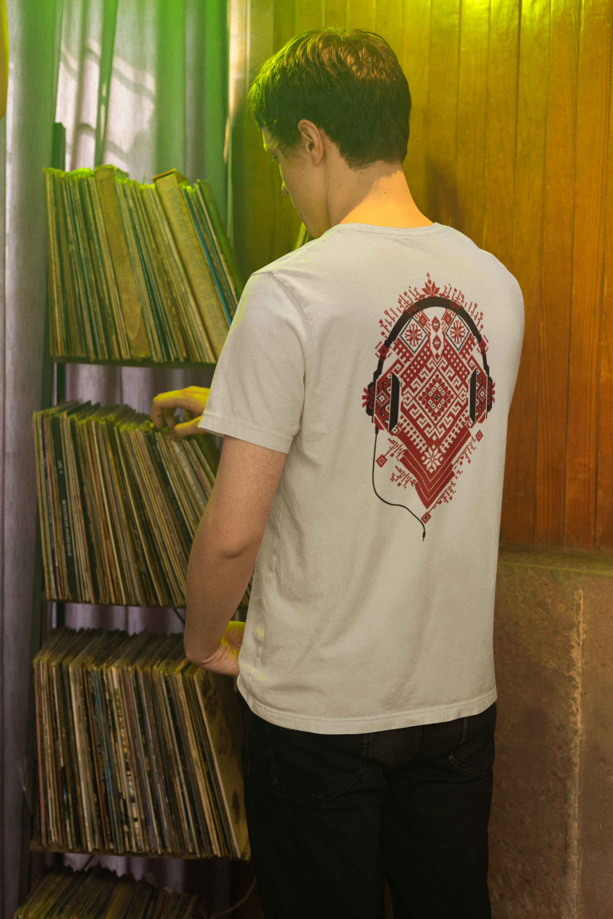 Tatreez Headphones Tee | Palestinian Secondary image